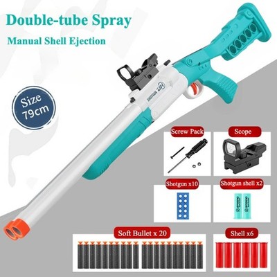 Double-Barreled Soft Bullet Toy Gun   Realistic Shotgun Blaster for Kids