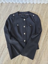 White House Black Market Black Blazer/Jacket/Blouse Silver Tone Buttons SZ 4