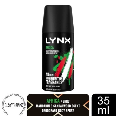 Lynx Body Spray Africa 48-H High Definition Fragrance Deodorant for Men, 35ml