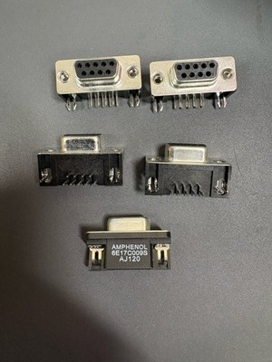 10x Amphenol DB9 Female D-Sub Connector 9 Pin PCB Mount Through Hole