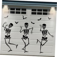 31Pcs Halloween Garage Decoration Magnet Stickers - Black Dancing Skeleton Bat
