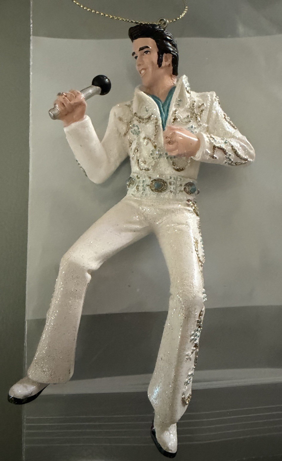 Kurt Adler Elvis Presley in Blue and White Jumpsuit Ornament