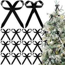 12 Pcs Black Metal Christmas Bow Ornaments for Christmas Tree Garland Wreath ...