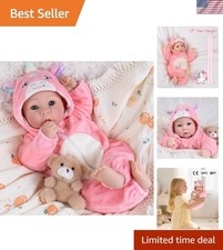 Handmade 17-Inch Baby Doll with Cute Pink Outfit - Safe for Ages 3 and Up