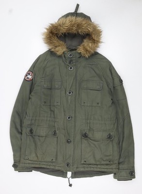 Quba Sails Damen Grün Parka Jacke L Kunstfell Kapuze Baumwolle Wintermantel