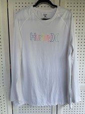 Hurley Brand Women's XL UV White Rash Guard Long Sleeve Swim Shirt