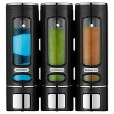 Shampoo and Conditioner Dispenser Shower 3 Chamber No Drilled for Wall Mounted