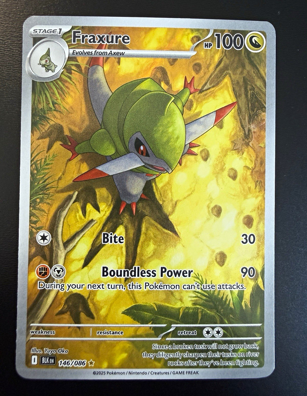 Pokemon TCG Fraxure 146/086 SV Black Bolt Illustration Rare Holo English 100 HP