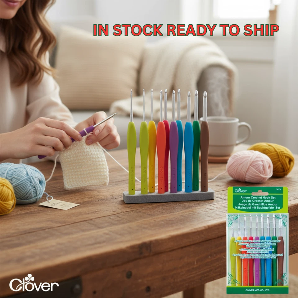 CLOVER Amour Crochet Hook Set of 9 Hooks Comfort Grip 3674 - Sizes 2.0 - 6.0mm - image 3 of 3