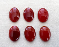 6 Carnelian 18 x 13 mm Oval Cabochon Loose Gemstones Stones NOS Vintage