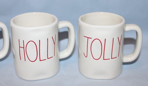 Holly Jolly Merry Bright Christmas Rae Dunn Mini Mugs Party Favors Small Gifts - Picture 2 of 5