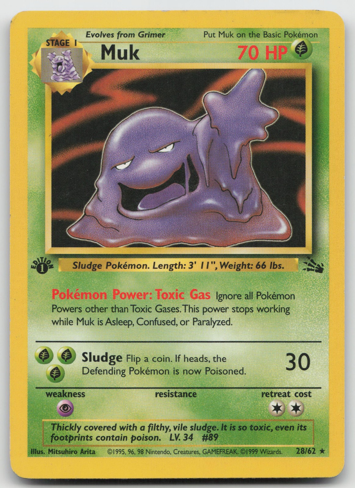 Muk Rare 1st Edition Fossil 28/62 LP