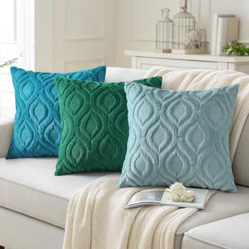 Throw Pillow Covers 18x18 Inch Set of 2, Soft 18" x 18" (Pack of 2) Turquoise - Picture 4 of 6
