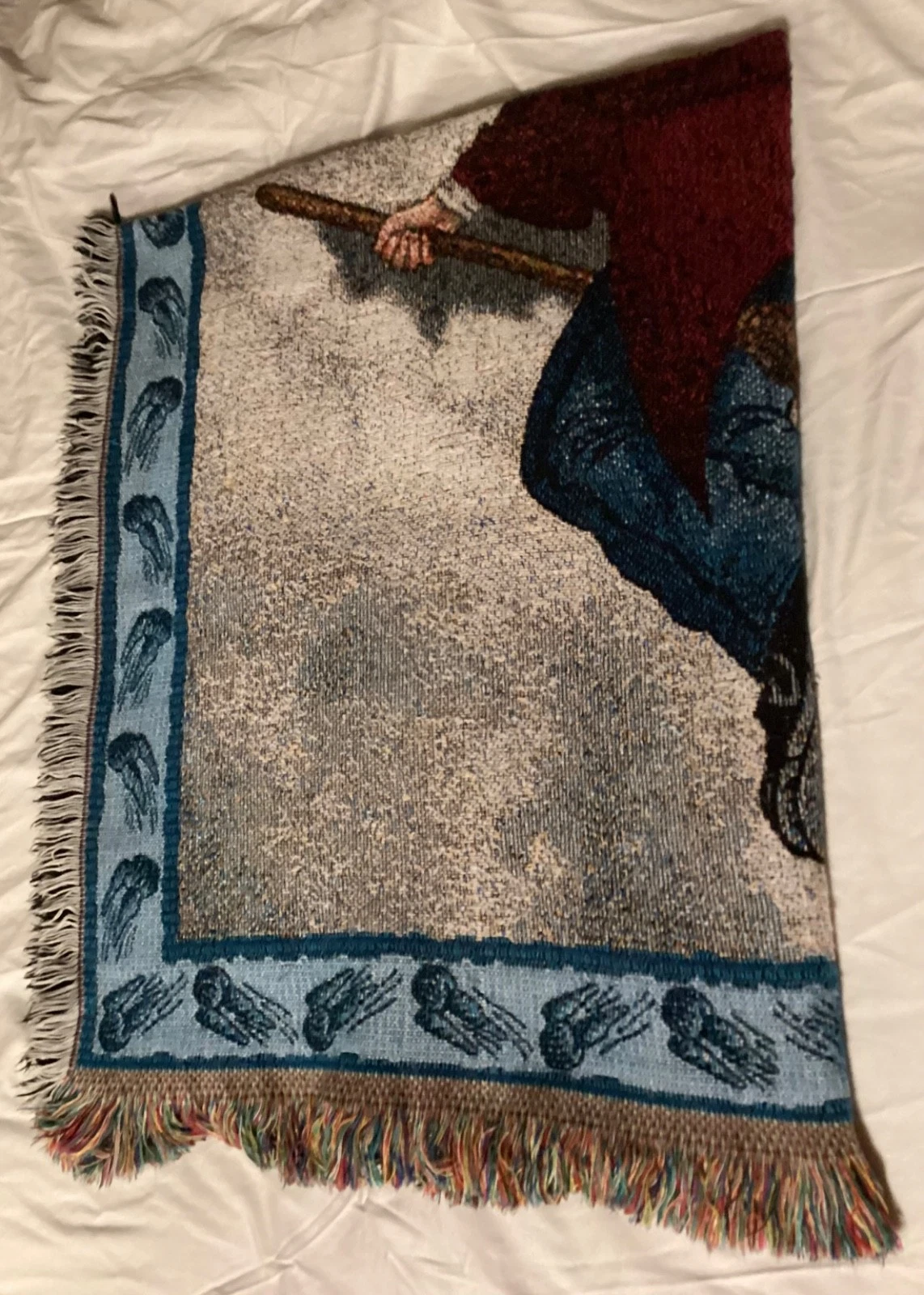 Vintage Harry Potter Throw Blanket Quidditch Hand Woven Fringed Warner Bros 2000