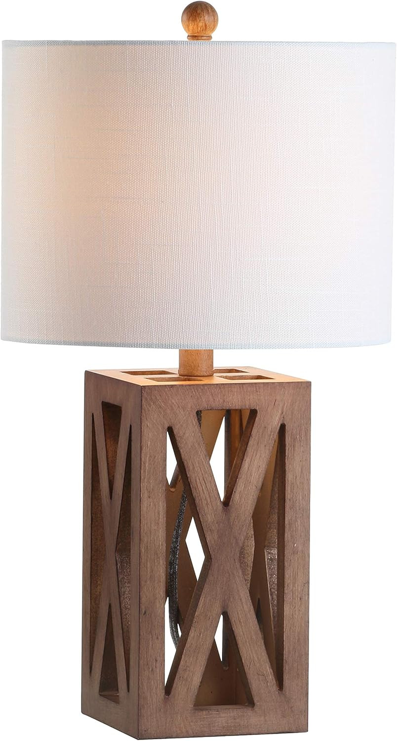 Jonathan Y Stewart 21.5-Inch Wood LED Table Lamp in Brown