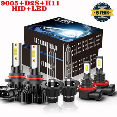 For Acura RDX 2007-2012 6x HID/LED Headlight Hi/Lo Beam&Fog Light Bulbs KIT