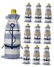 10 Pcs Wine Gift Bag with Drawstrings and Tags, Blue 10PCS AnchorPPA93015