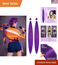 Vibrant 32 Inch Purple Synthetic Hair Extensions for Rumi Hairstyles - 2 Packs