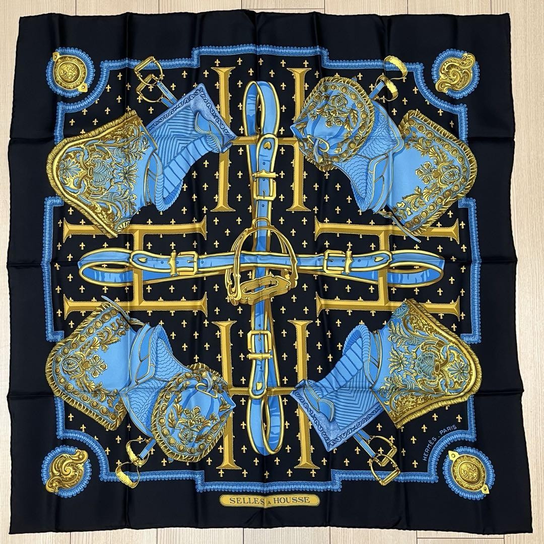 Vintage Hermes Carre 90 Scarf Stool Cover Made in Japan