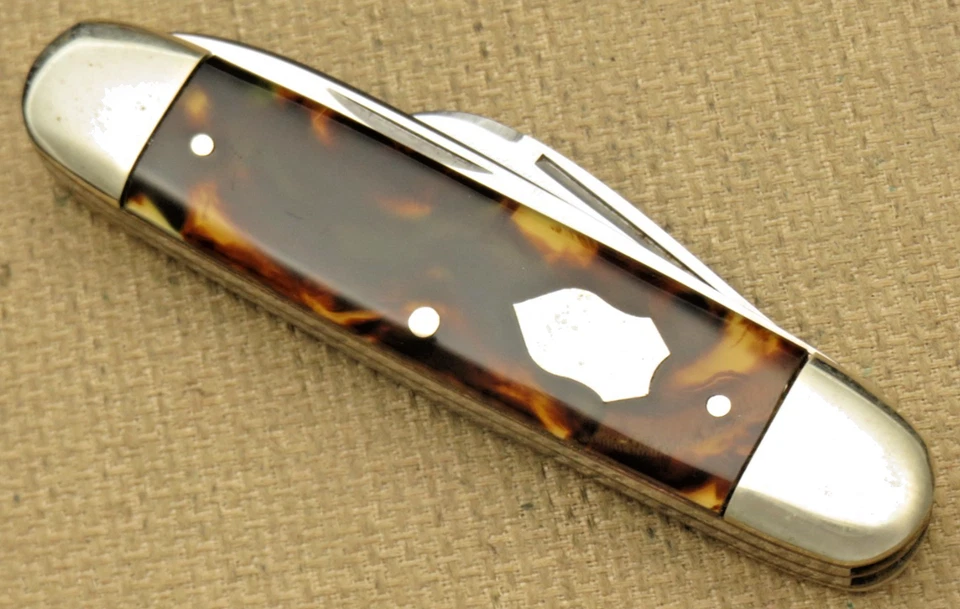 Cuchillo de ganado pequeño Shapleigh's Solingen de 1990 - asas ámbar coloridas - como nuevo Foto 4 de 4