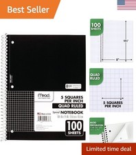 Spiral Notebook, 1 Subject, Graph Ruled Paper, 7-1/2" x 10-1/2", 100 Sheets, ...
