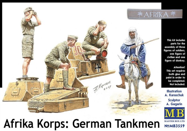 Master Box 3559 Afrika Korps, German Tankmen Wwii In 1:35 Figuren Bausatz Neu-image