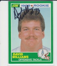 DAVID WILLIAMS HOUSTON OILERS 1989 SCORE #249 FLORIDA AUTOGRAPHED CARD DINGED
