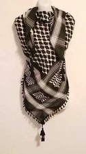 Unisex Black White Shemagh Head Scarf Neck Wrap Cotton Face Cover Army Arab BKBK