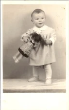 Postcard RPPC Baby with Baby Doll Unknown B154