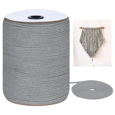 Macrame Cord 5mm x 165Yards Natural Cotton Macrame Rope - 3 Strands Twisted M...