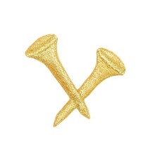 Gold Golf - Two Crossed Tees - Iron on Applique/Embroidered Patch
