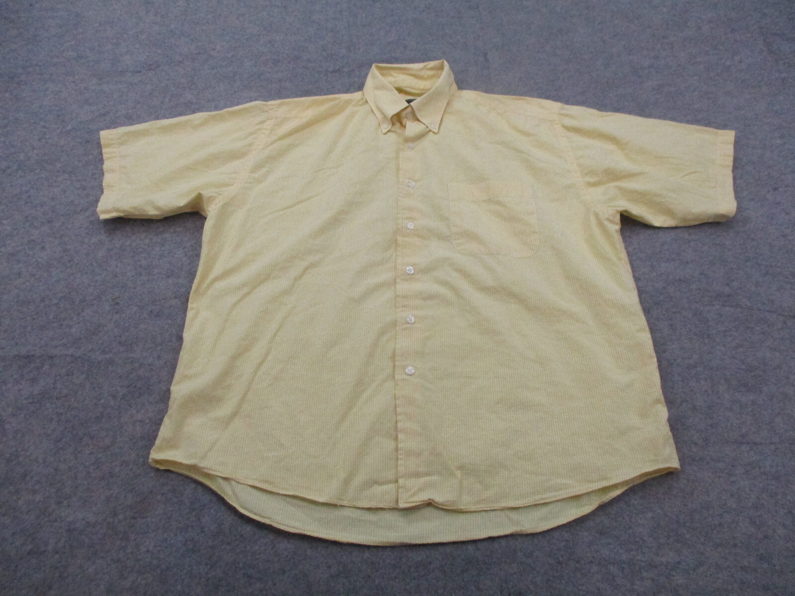 Gitman Bros Shirt Mens Large Yellow White Check S… - image 1