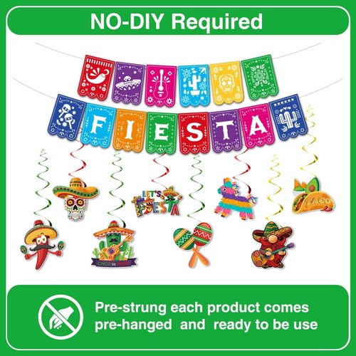 Cinco De Mayo Party Decorations, Preassembly Mexican Themed Fiesta Party Banner - Picture 4 of 7