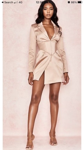 HOUSE OF CB - SATIN TUX DRESS M - Picture 2 of 5