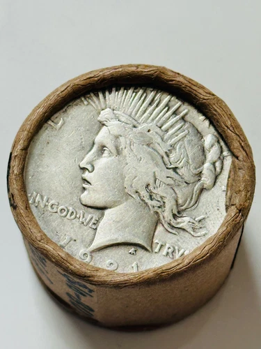 1921 & 1926 End BU $10 Peace Dollar Roll (10-coins)
