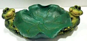 The Spring Shop Frogs: 12"x7"x4" Candy Dish / Shallow Bowl: Green Frog Design
