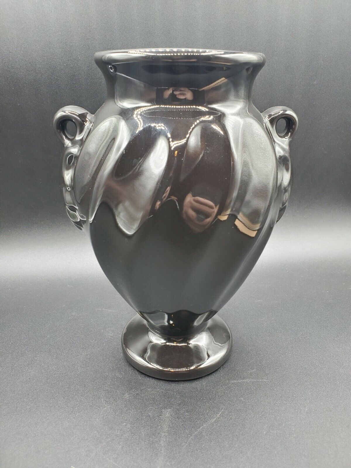 Vintage Black florist Haeger pottery vase 9" Tall