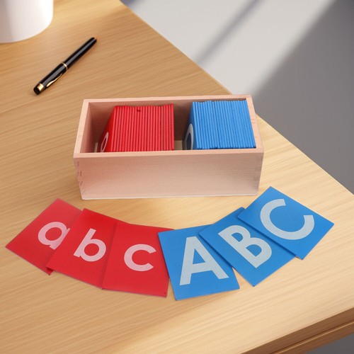 1 Set Kinder Montessori Alphabet Bord Mit Schleifpapier Buchstaben Holz Sprache - Bild 9 von 12