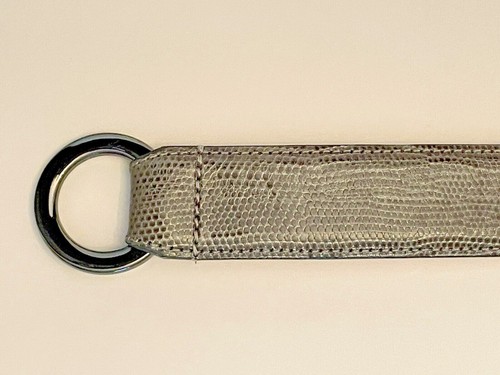 WCM New York Italian Calfskin Belt Reptile Embossed Grey Adjustable 21-35 Inches - Picture 3 of 10