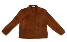 Ivy Womens Brown Leather Western Long Sleeve Button Front Jacket Medium