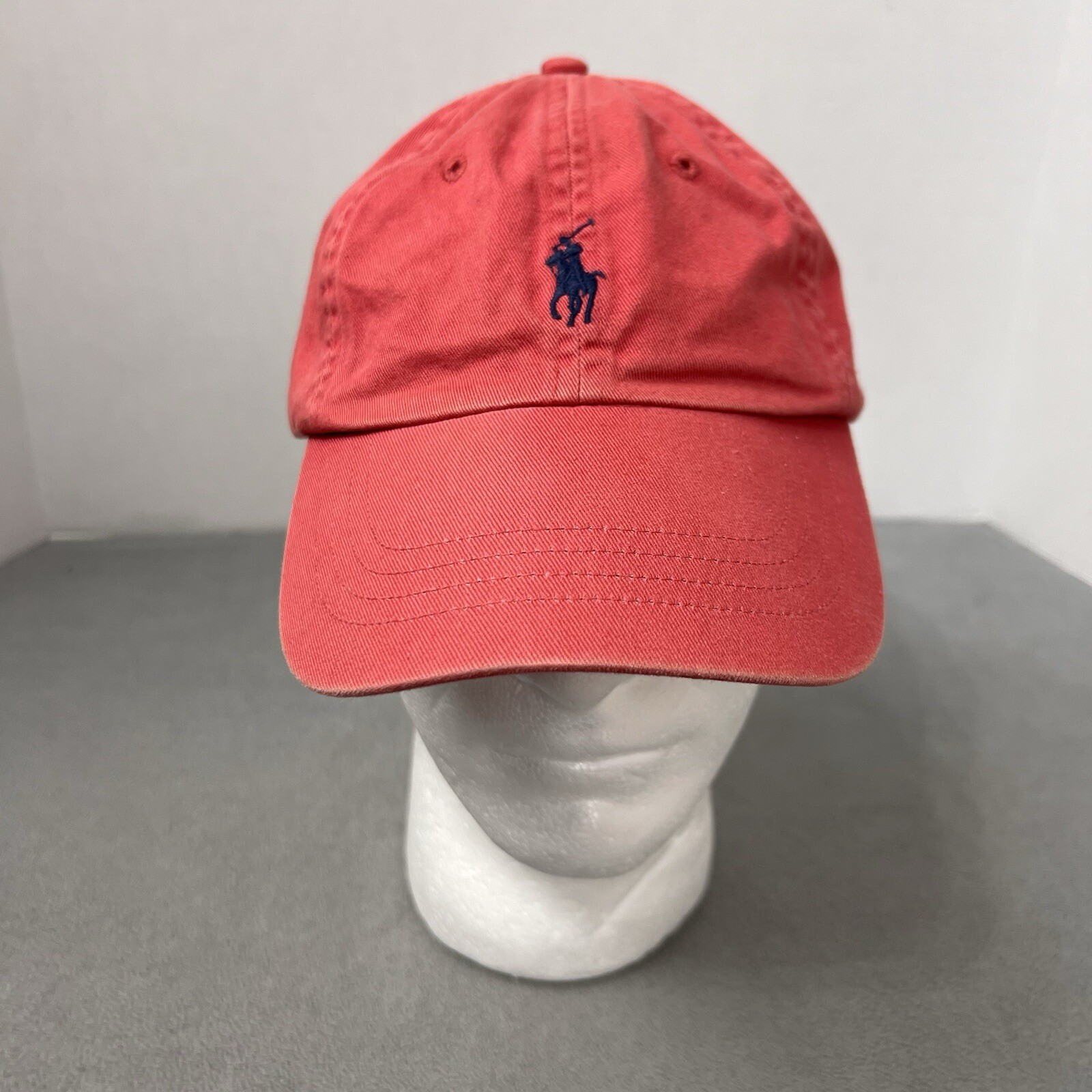 Cappello berretto baseball vintage Polo Ralph Lauren rosso cinturino regolabile blu navy pony