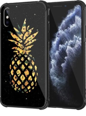 iPhone Xs Max Case,Sunflower Pineapple Pattern Tempered Glass iPhone Xs Max...
