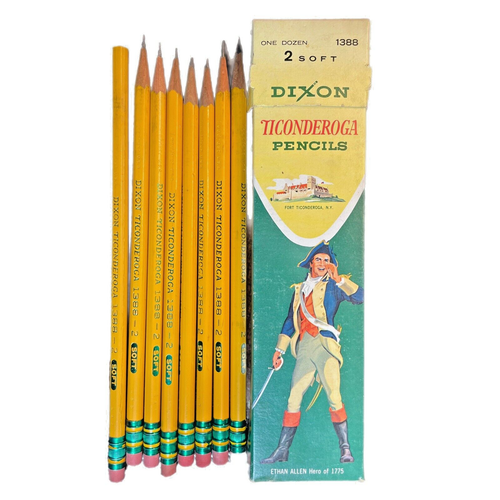 8 Dixon Ticonderoga Pencils 13882/ HB Soft Made In USA Sharpened Used