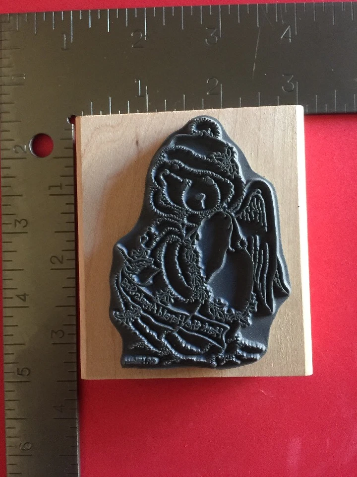 Stampendous Stormi Cherished Teddies Hark The Herald Angel Sing Rubber Stamp VTG - Image 4 of 4