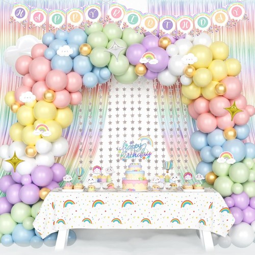 Rainbow Party Decorations, Pastel Colorful Birthday eBay