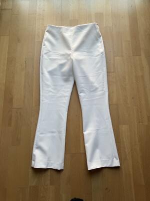 Zara Flared High Waist White Trousers Size M Bottoms New