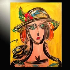 COFFEE GIRLS ORIGINAL ABSTRACT BY KAZAV  Landscape Painting Stretched 233R