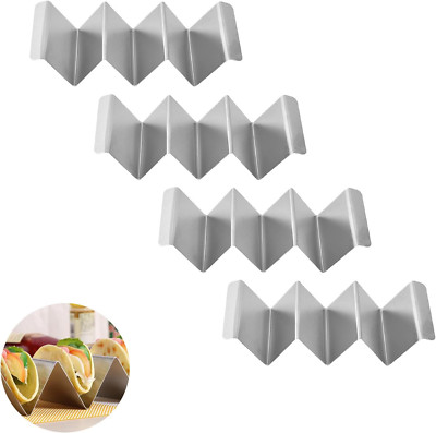 4er Set Edelstahl Taco- und Brezelhalter, Ständer & Tray für Tacos