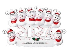 Personalized 2024 Snowman Family / Grandchildren of 8 Christmas Ornament