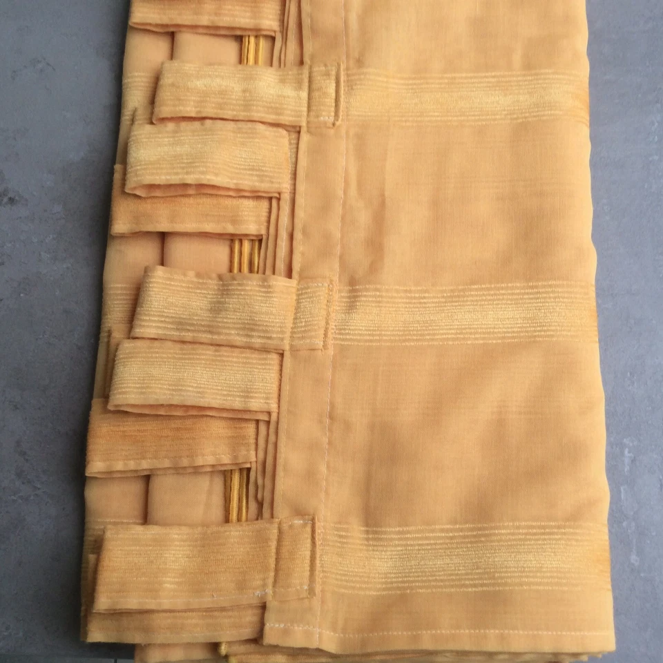 Rideau Voilage Jaune Grande Largeur Rayure Voile Velours 220/240 - Photo 2/4